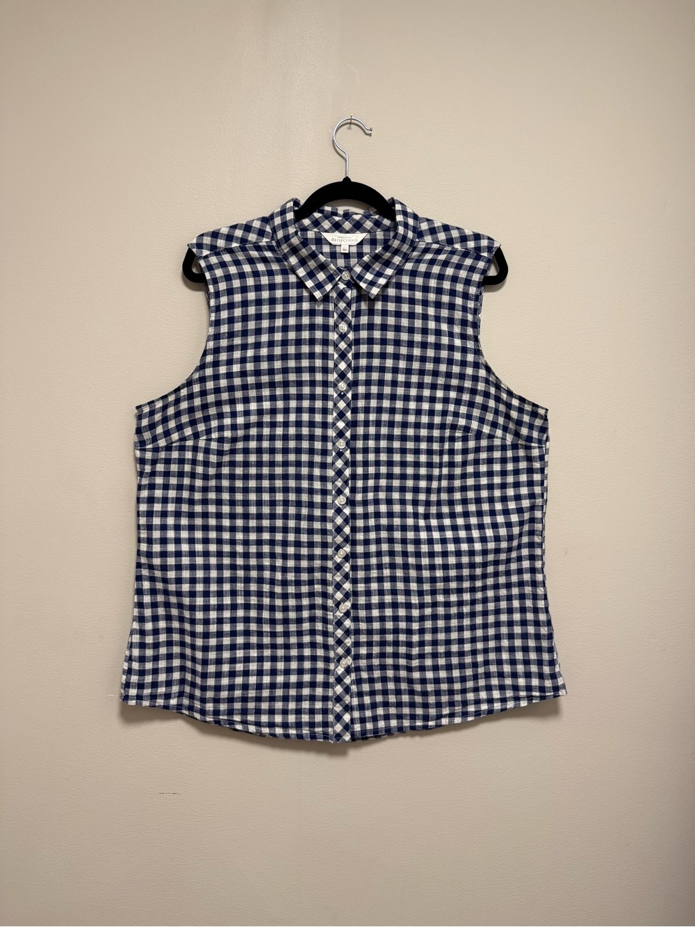 Northern Reflections Gingham Sleeveless Button-Down